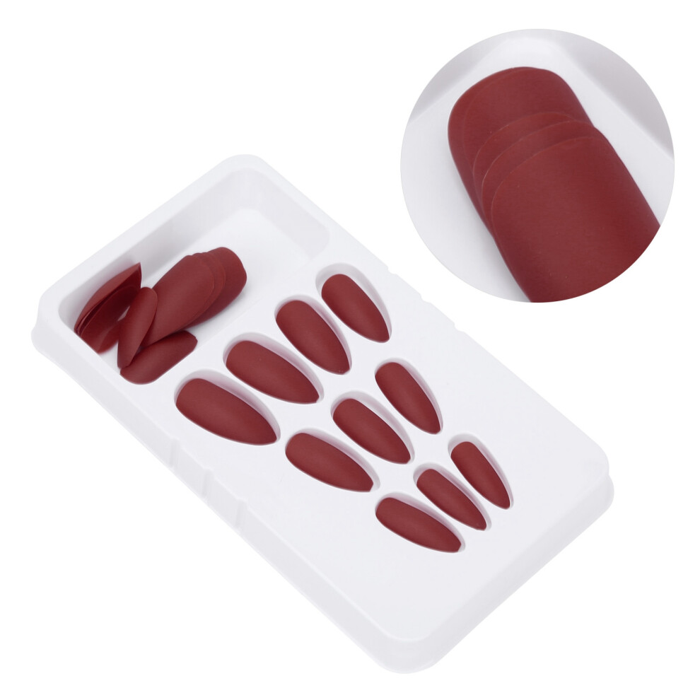 24PCS Long Fake Nails for Nail Art Full Cover Color Fake Nails Salon DIY F129