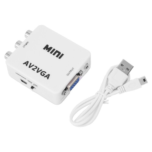 Composite To Vga Adapter, Mini Vga Converter For Desktops Laptops Hdtv Boxes With Plug And Play Functionality