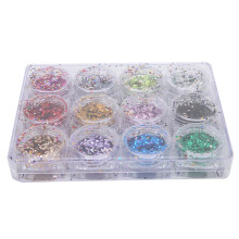 Körper-Make-up-Glitzer mit holografischen Effekten, umweltfreundlich, glänzend, grober Glitzer, Set mit 12 Farben, perfekt für Nagelkunst,
