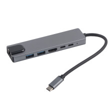 USB C Adapter for MacBook Pro, Multi-Port Hub with HDMI Output 4K Resolution Support, Type C Docking Station Featuring Ethernet Port SD TF Card Reader