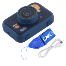 Kindercamera met 180 draaibare lens, multifunctionele peutercamera met afspeelfunctie, spelletjes en mp3-speler, perfect cadeau voor jongens en