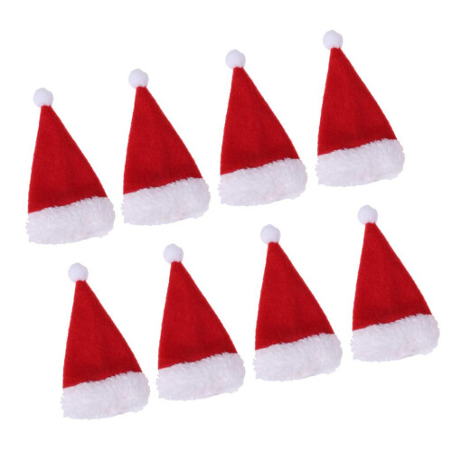8 Pieces Christmas Cap Wine Bottle Cover Hats Party Dinner Tableware D 1