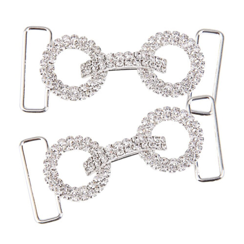 2pcs Double Ring Crystal Rhinestone Buckle Bikini Chain Side Connector 1