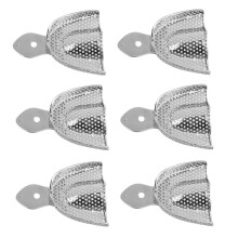 6Pcs Dental Stainless Steel Autoclavable metal Impression Trays Upper&