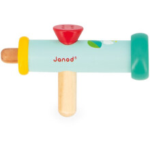 Muzikaal speelgoed - JANOD - Houten Trompet Gioia - 12,5 cm - Kleurrijk - Voor kinderen vanaf 18 maanden