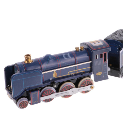 Vintage Train Model Wind-up Clockwork Tin Toy Collectible Gift Blue 2