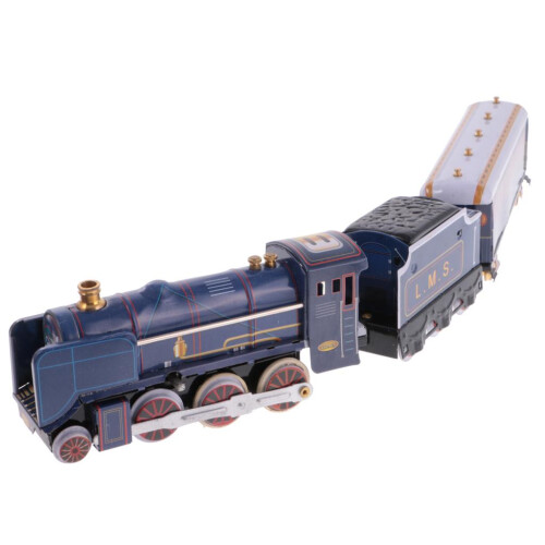 Vintage Train Model Wind-up Clockwork Tin Toy Collectible Gift Blue 1