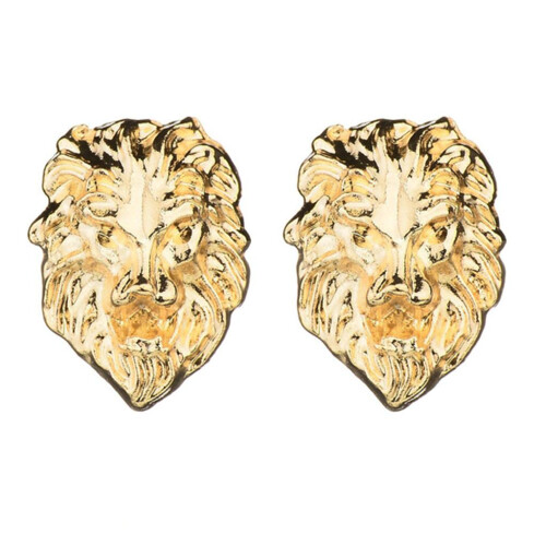 1 Pair Delicate 3D Lion Head Brooch Collar Lapel Pins Tips Gift Unisex 2