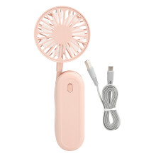 Ventilador portátil potente com 3 velocidades, leve e recarregável via USB, ideal para uso interno e externo.