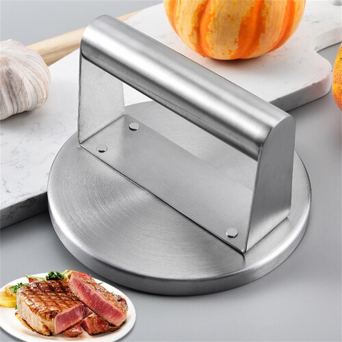 Burger Press Stainless Steel Manual 14.3x9 Cm Silver For Cooking Steak Paninis 1