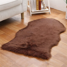 Faux Fur Rug Fluffy Shaggy Rug, Brown 50 X 80 CM, Sheepskin Carpet, Chair Cover Seat Pad For Bedrooms And Living Room