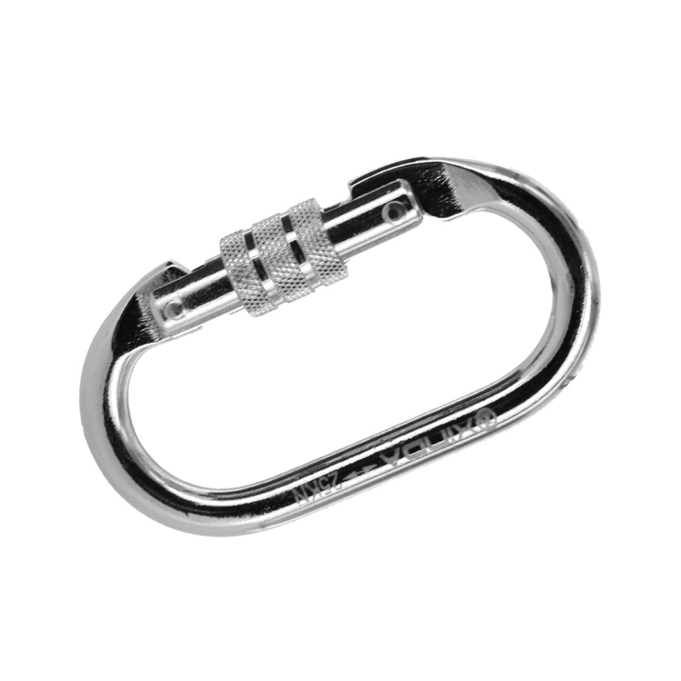 Mountaineering Climbing Carabiner Steel Screw Lock 25KN or 2500kg Silv