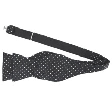 Classic White Dots Self Tie Black Bow Tie 1#