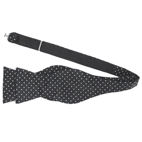 Classic White Dots Self Tie Black Bow Tie 1#