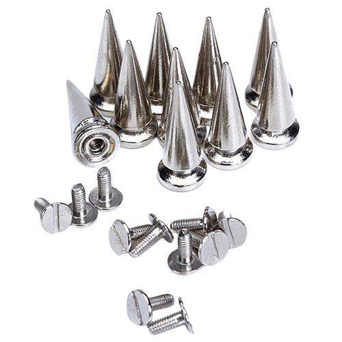 10 Sets Cone Screwback Spikes Studs 25mm Silver 1