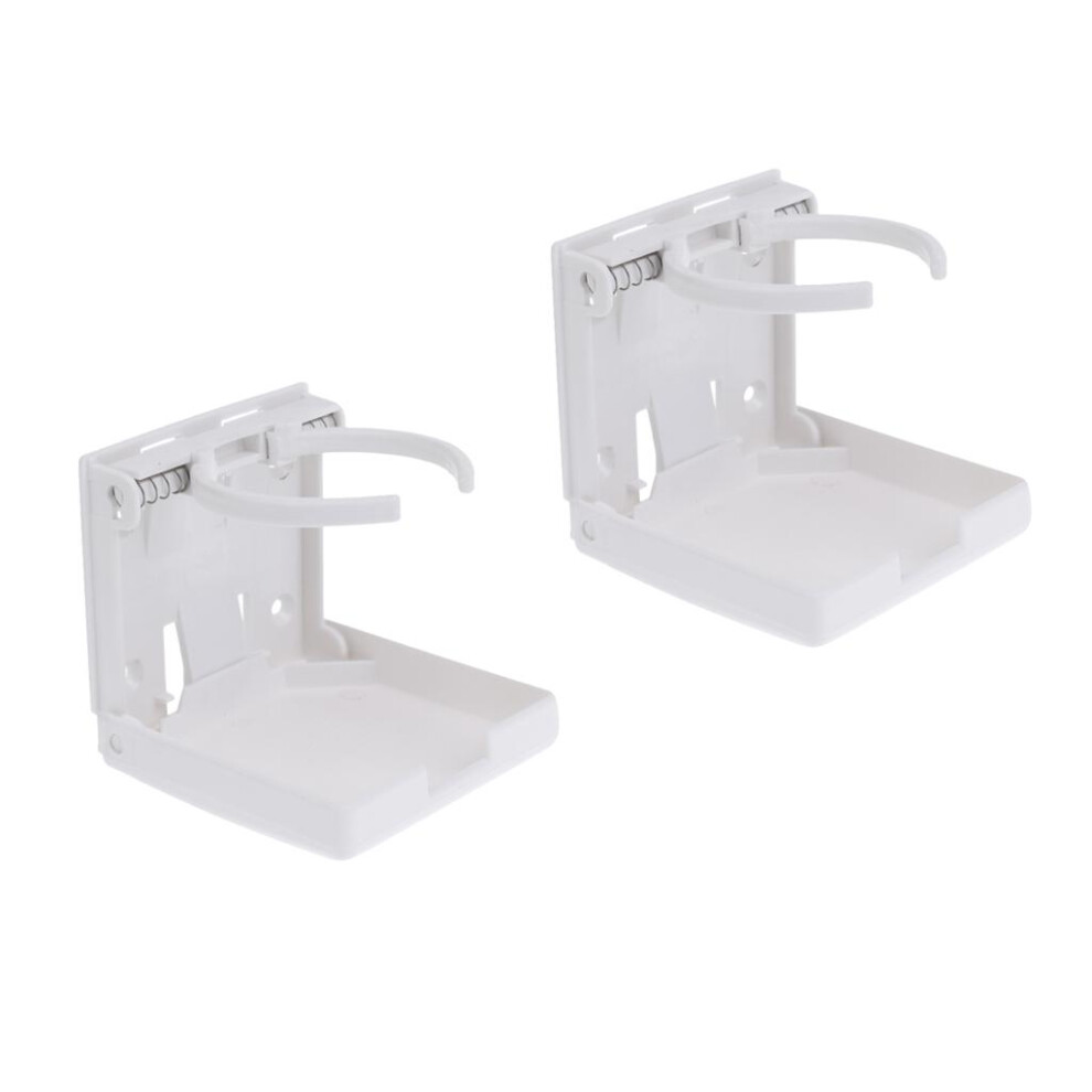 2 Pieces Adjustable Folding Drink Cup Holder For Boat Marine Caravan C White 6901423380455