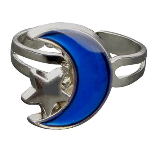 Moon and Star Shape Color Change Mood Ring Emotion Feeling Changeable