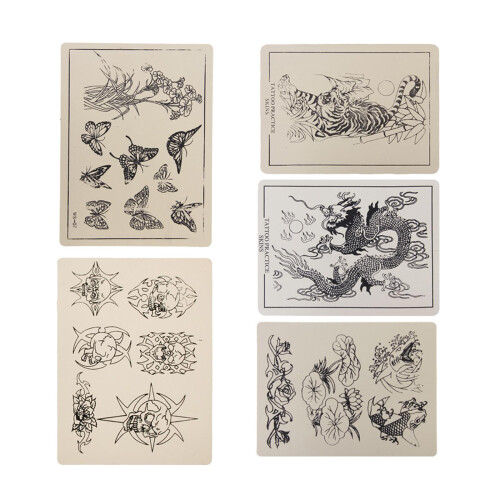 5 x  Patterned Fake Tattoo Practice Skin for Tattoo Machine Needle Su 2
