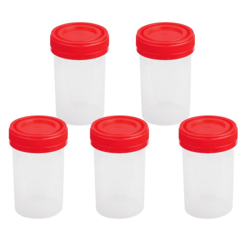 5x 60ml Plastic Graduated Measuring Specimen Cup Sterile Container wit 1