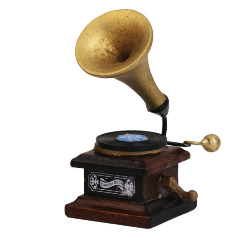 1/12 Miniature Phonograph Record Player Handicrafts Model Dollhouse De 2