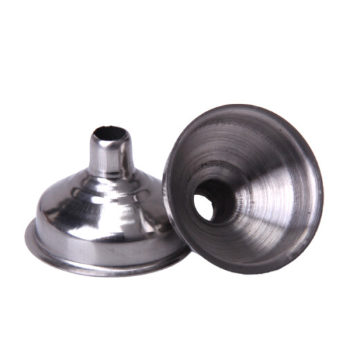 2Pcs Stainless Steel Hip Flask Funnel Silver 2