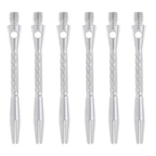 6 Pcs 50mm Thread Alloy Re-Grooved Dart Stems Shafts Silver