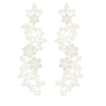 White Floral Lace Applique Embroidered Guipure Wedding Lace Motif Patc