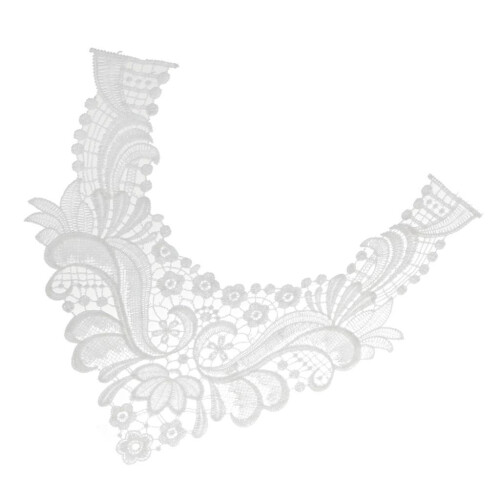 Vintage Lace Embroidered Neckline Collar Neck Patch Sewing Applique Wh 2