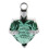 Green Crystal Heart Shape Stainless Steel Cremation Keepsake Ash Urn P 1