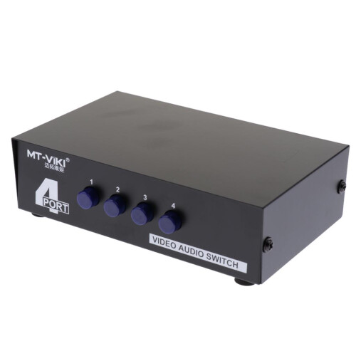 4Port RCA Video Audio AV Switch Switcher Selector 4 In 1 Out TV Splitt