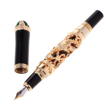 JINHAO Golden DRAGON KING PLAY PEARL FINE 18KGP NIB FOUNTAIN PEN