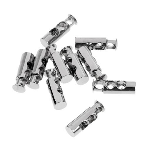 10 Pieces Metal Barrel String Cord Locks 2 Hole Toggle Spring Clasp St