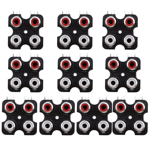 10 Pieces PCB Mount AV Concentric Outlet 4 RCA Female Socket Connector 1