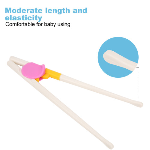 Children's Training Reusable Silicone Chopsticks, Flat Rounded Head, PP & ABS 2