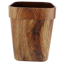 Wood Grain Trash Can 13 Gallon Large Capacity Plastic Waste Bin For Bathroom Office Kitchen No Lid Sleek Design