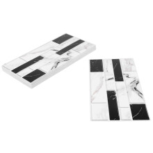 27 pièces de carreaux de mur de cuisine en PVC autocollants blancs et noirs imitation brique, 298g