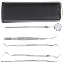 Pet Stainless Steel Dental Tools Set - 15.5cm Tweezers, 16.3cm Mirror