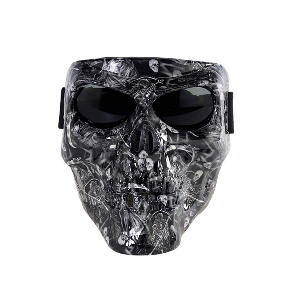 Motorbike Offroad Riding Goggles Glasses Skull Face Mask For Tactical Helmet M88 Mich Open Face Frame Gray Lens Black 9382693089465
