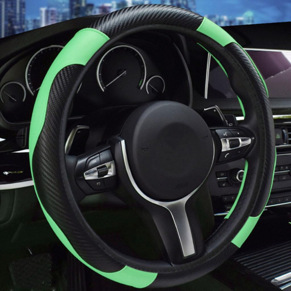 Steering Wheel Covers Compatible With S5 F5 Cabriolet 20172022 Leather Antislip Breathable Carbon Fiber Green 9199774509657