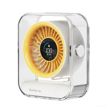 USB Desk Fan with LED Display, 100Level Speed Control, Adjustable Rotation for Home Office, Yellow