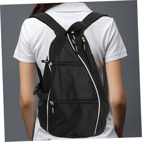 Ball Paddle Backpack Adjustable For Racket Storage Lightweight Cricket Kit Bag With Protective Compartment Black 1
