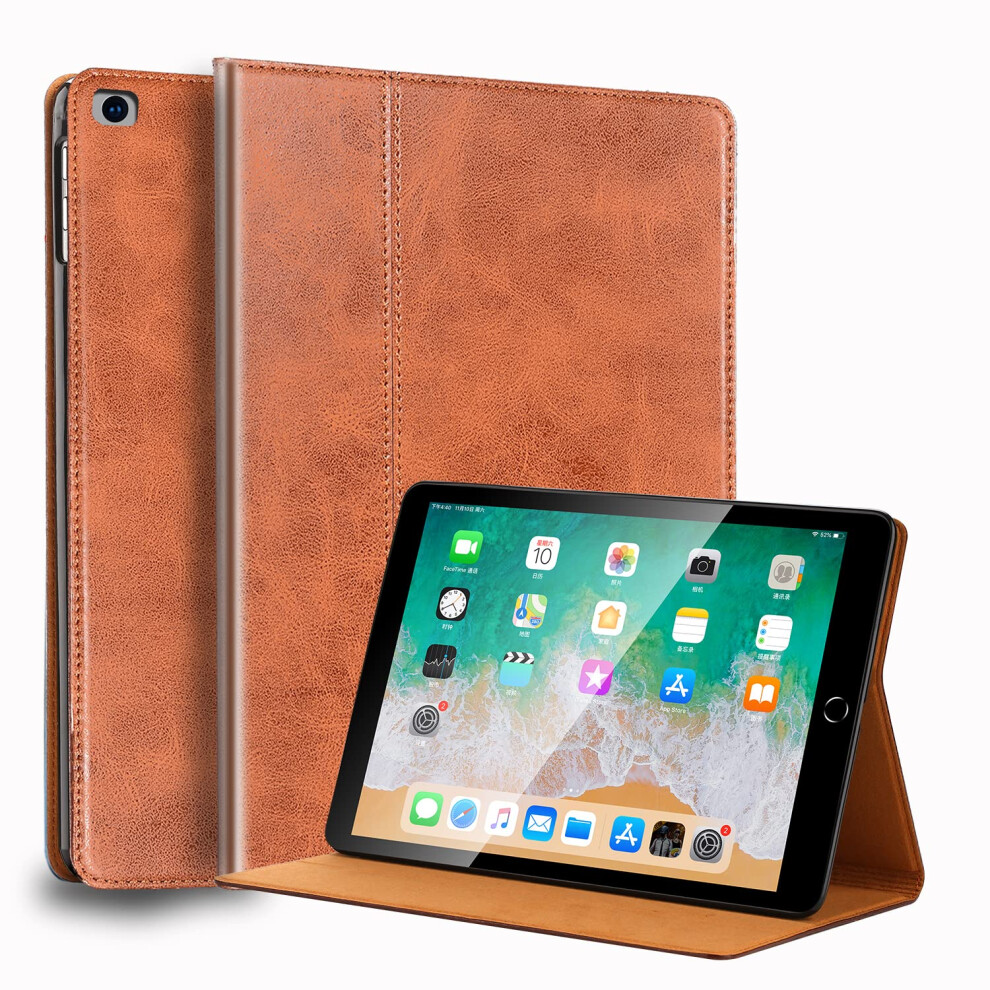 9.7 Inch Case For Ipad 5Th/6Th Gen And Ipad Air 1St/2Nd Gen, Auto Wake Sleep, Leather With Stand, Oil Wax Brown 9382693090539