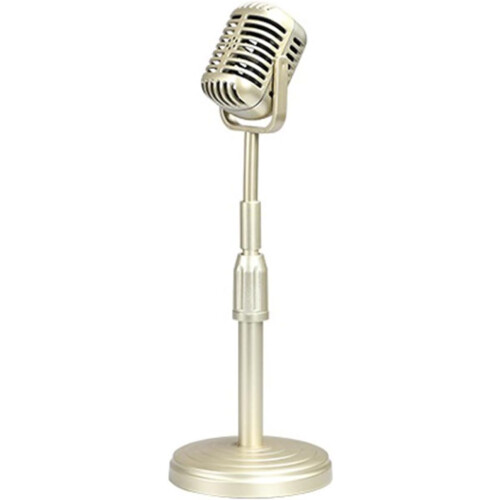 Faux Microphone Props Decorative Nostalgic Mic Adjustable Height Studio Prop Vintage Style For Classical Photography 1