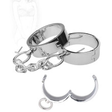Bondage Handcuffs Stainless Steel Heavy Duty Metal SM Restraints Adjustable for Couples Adult Play