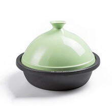 Cast Iron Moroccan Tagine Pot NonStick Enameled With Lid Green Casserole Pot For Stew
