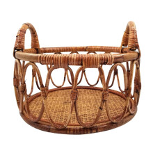 Handmade Vintage Rattan Basket For Newborn Photography Props Natural Baby Chair Photoshoot Style 2