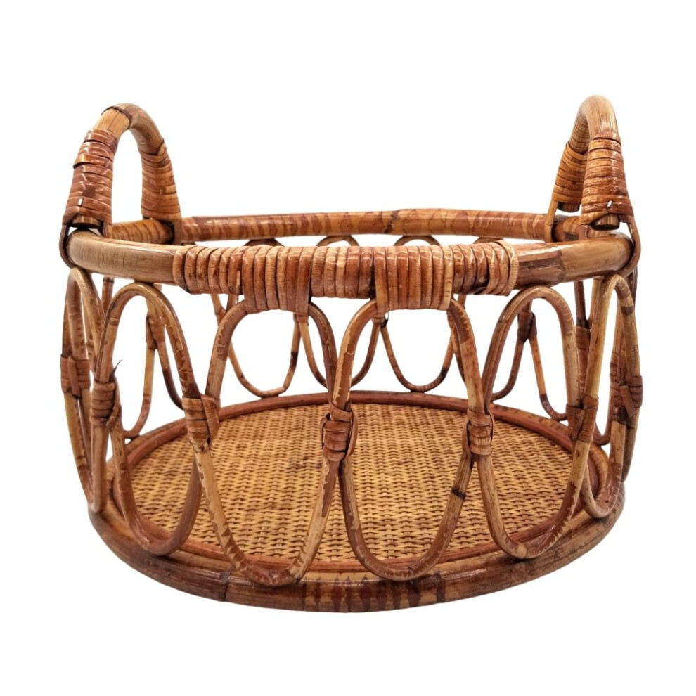 Handmade Vintage Rattan Basket For Newborn Photography Props Natural Baby Chair Photoshoot Style 2 9347817383041