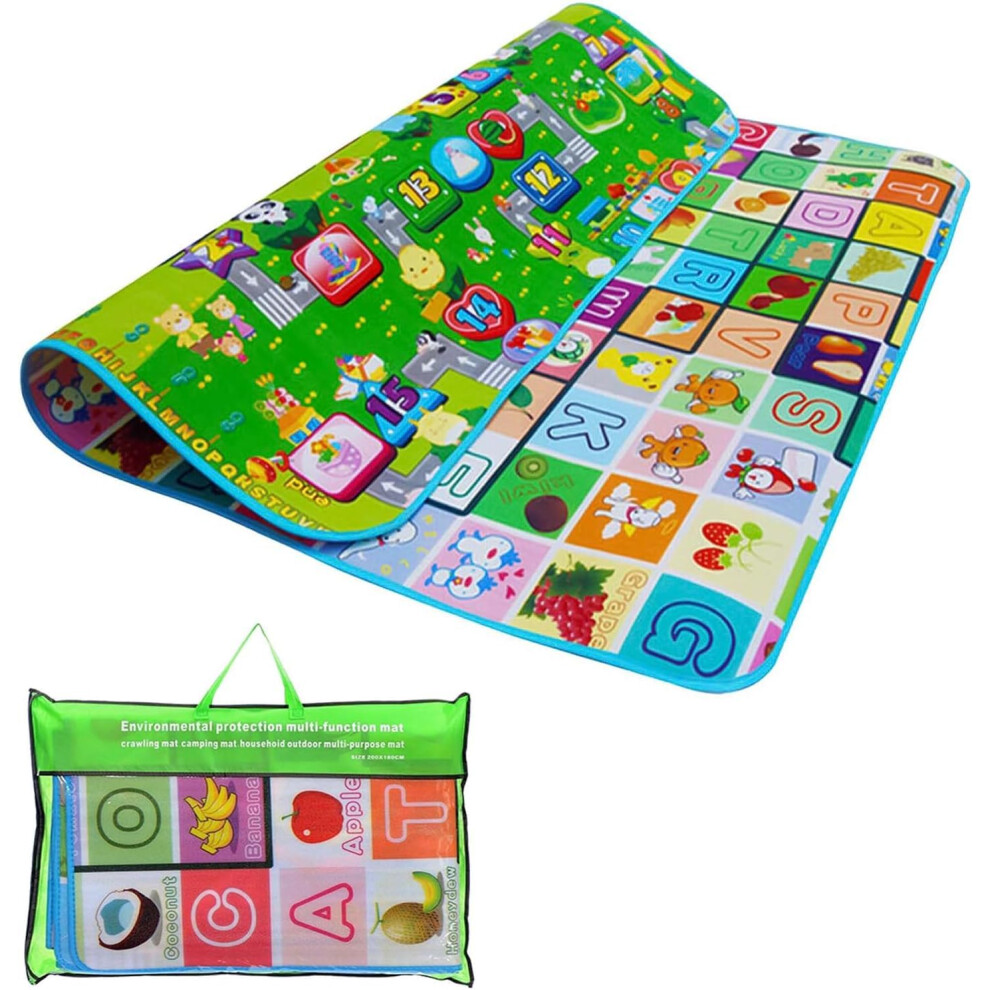 Kids Reversible Play Mat 200x180cm, Waterproof Foam Mat For Babies  Toddlers, 2Sided Carpet