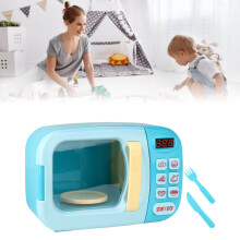 Kinderspielzeug-Elektro-Mikrowellen-Set, Blau, mit realistischen Geräuschen & Kochsimulation