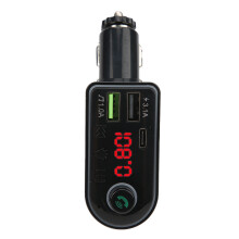 Car FM Transmitter With Bluetooth 5.0, Hands Free Calling LCD Screen Noise Canceling Fast Charging FM Radio Adapter For iPhone Android Devices